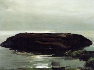 艺术家乔治·韦斯利·贝洛斯作品《海中岛屿,现实主义风景画,乔治·韦斯利·贝洛斯》