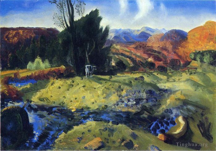 乔治·韦斯利·贝洛斯 的油画作品 -  《秋溪,现实主义风景,乔治·韦斯利·贝洛斯》