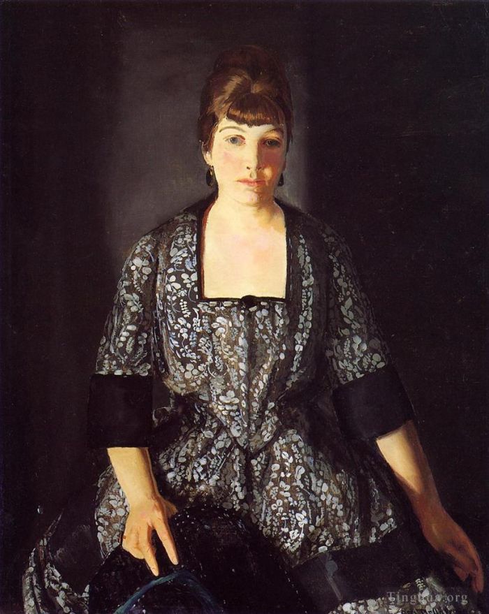 乔治·韦斯利·贝洛斯 的油画作品 -  《黑色印花中的艾玛》