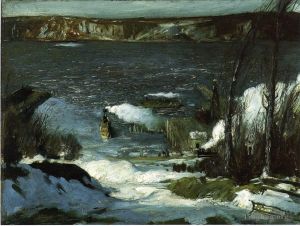 艺术家乔治·韦斯利·贝洛斯作品《北河,现实主义风景,乔治·韦斯利·贝洛斯》