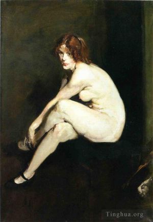 艺术家乔治·韦斯利·贝洛斯作品《裸体女孩莱斯利·霍尔小姐》