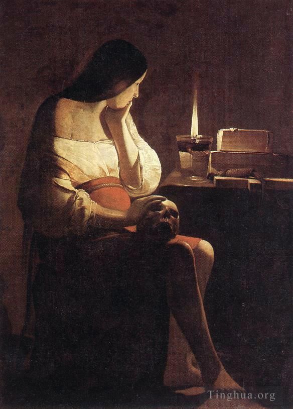 乔治·德·拉·图尔 的油画作品 -  《夜光玛格达琳》