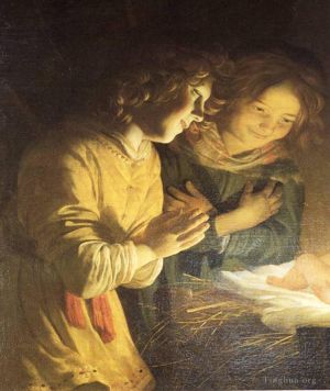 艺术家杰勒德·凡·洪特霍斯特作品《对孩子的崇拜》