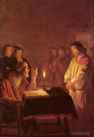 艺术家杰勒德·凡·洪特霍斯特作品《基督在大祭司面前》