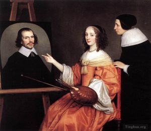 艺术家杰勒德·凡·洪特霍斯特作品《玛格丽塔·玛丽亚·德鲁德尔和她的父母》