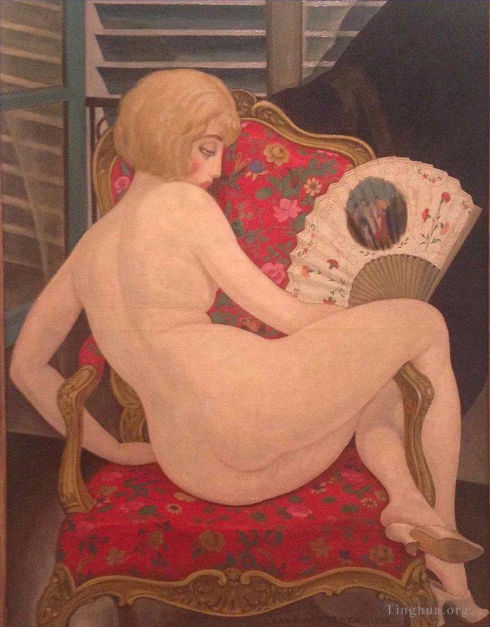 格尔达·韦格纳 的油画作品 -  《椅子上的丹麦女孩莉莉》