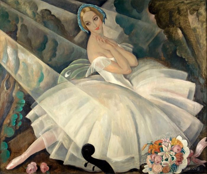 格尔达·韦格纳 的油画作品 -  《芭蕾舞剧《肖皮尼亚》中的芭蕾舞演员乌拉·波尔森,(Ulla,Poulsen)》
