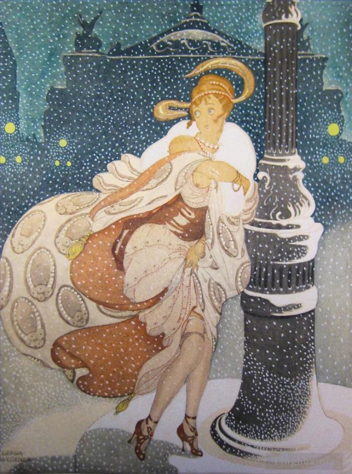 格尔达·韦格纳 的各类绘画作品 -  《巴黎歌剧院的雪夜》