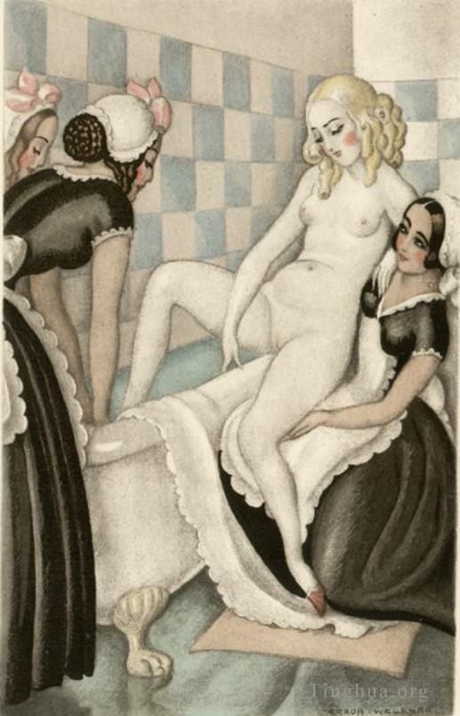 格尔达·韦格纳 的各类绘画作品 -  《洗澡》