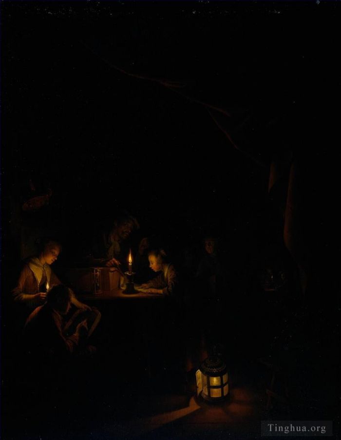 杰勒德·凡·洪特霍斯特 的油画作品 -  《夜校》