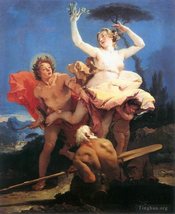 乔瓦尼·巴蒂斯塔·提也波洛 的油画作品 -  《阿波罗和达芙妮》
