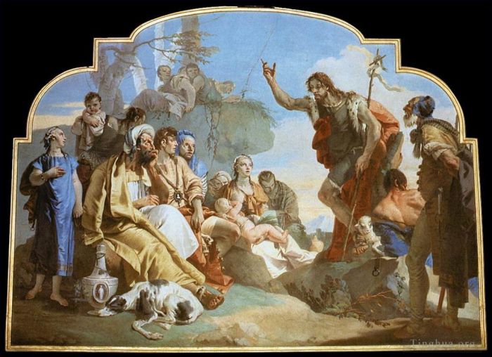 乔瓦尼·巴蒂斯塔·提也波洛 的各类绘画作品 -  《施洗约翰讲道》