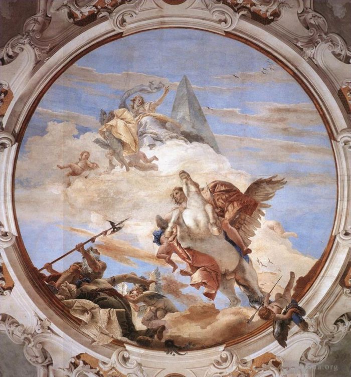 乔瓦尼·巴蒂斯塔·提也波洛 的各类绘画作品 -  《飞马座上的拉比亚柏勒罗丰宫》
