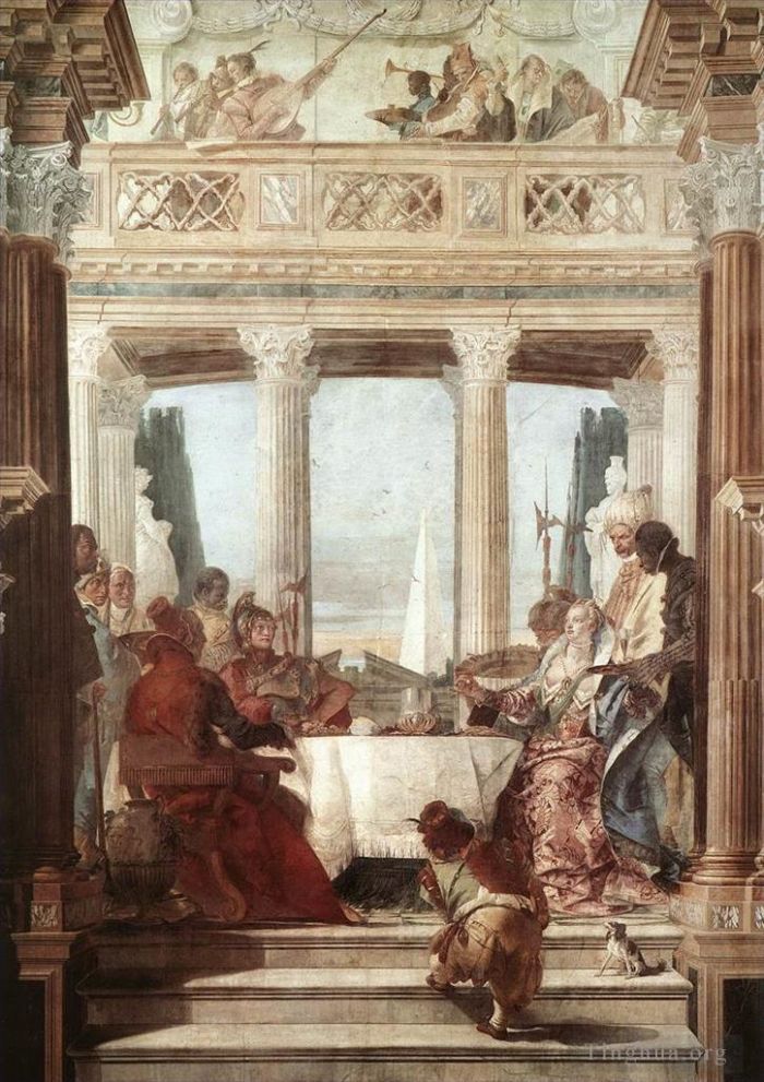 乔瓦尼·巴蒂斯塔·提也波洛 的各类绘画作品 -  《拉比亚宫,克利奥帕特拉的宴会》