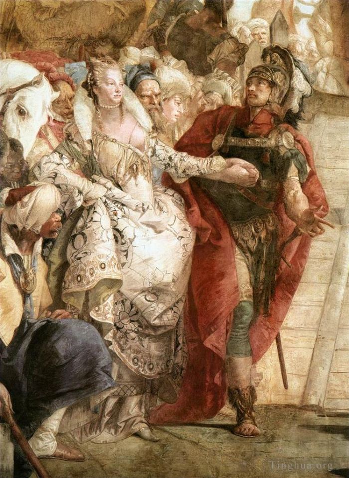 乔瓦尼·巴蒂斯塔·提也波洛 的各类绘画作品 -  《拉比亚宫安东尼与克利奥帕特拉的会面细节1》