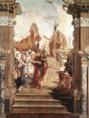 艺术家乔瓦尼·巴蒂斯塔·提也波洛作品《拉比亚宫,安东尼与克利奥帕特拉的会面》