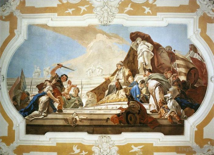 乔瓦尼·巴蒂斯塔·提也波洛 的各类绘画作品 -  《宗主教宫,所罗门的审判》