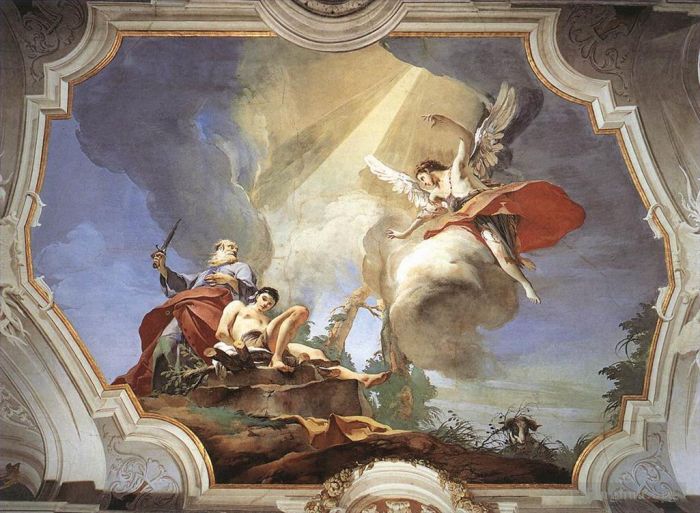 乔瓦尼·巴蒂斯塔·提也波洛 的各类绘画作品 -  《帕特里克宫,(Palazzo,Patriarcale),以撒的牺牲》