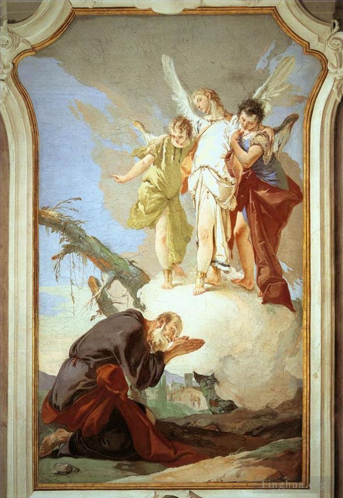 乔瓦尼·巴蒂斯塔·提也波洛 的各类绘画作品 -  《Palazzo,Patriarcale,向亚伯拉罕显现的三天使》