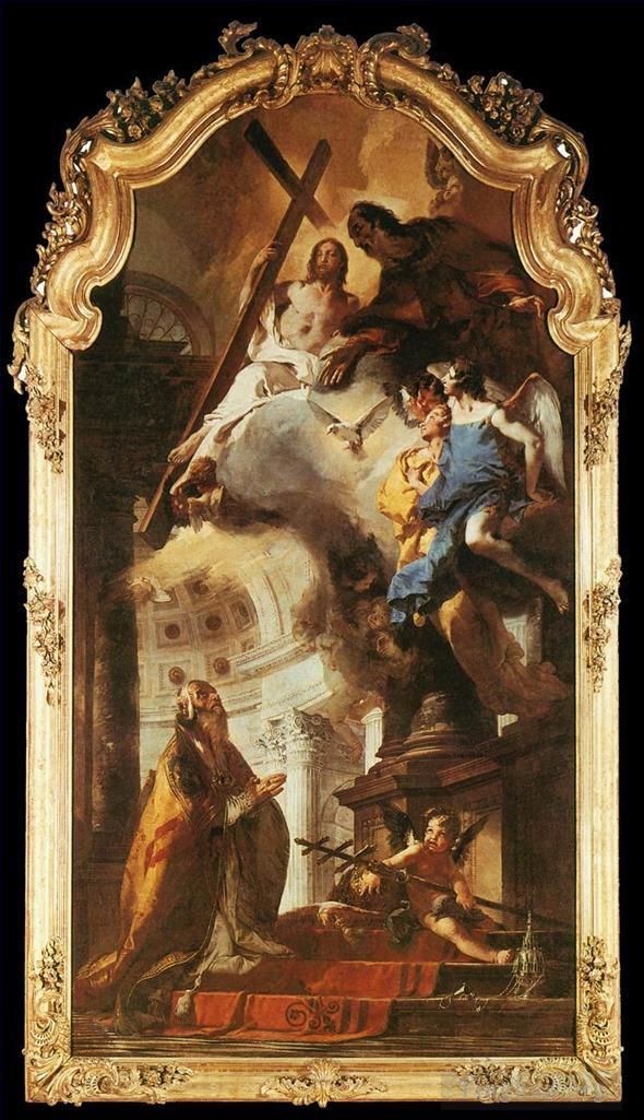 乔瓦尼·巴蒂斯塔·提也波洛 的各类绘画作品 -  《教皇圣克莱门特崇拜三位一体》