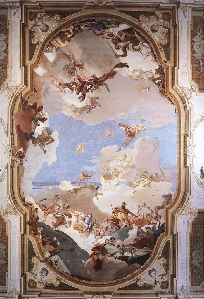 乔瓦尼·巴蒂斯塔·提也波洛 的各类绘画作品 -  《皮萨尼家族的神化》