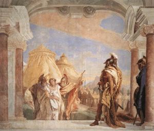 艺术家乔瓦尼·巴蒂斯塔·提也波洛作品《Villa,Valmarana,Eurybates,和,Talthybios,带领,Briseis,前往阿伽门蒙》