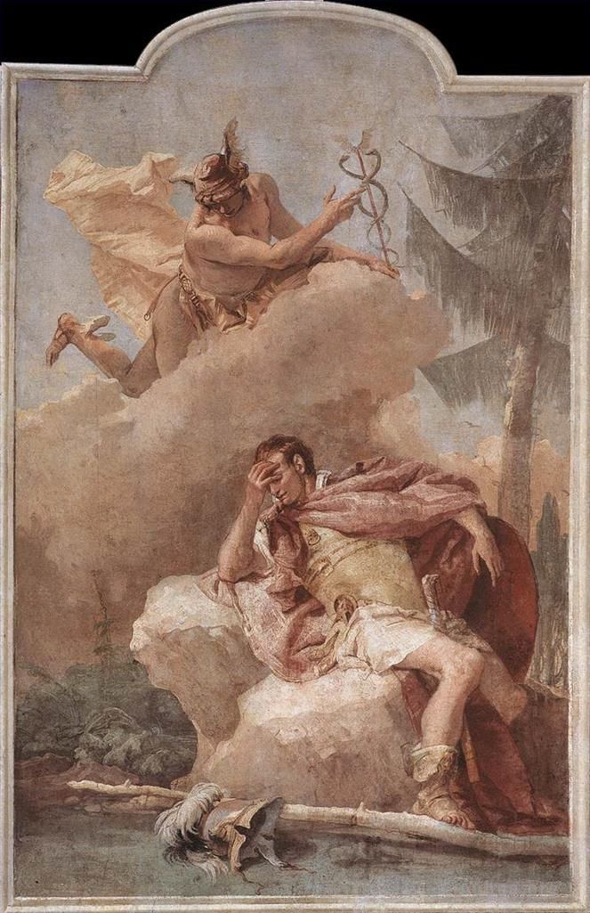 乔瓦尼·巴蒂斯塔·提也波洛 的各类绘画作品 -  《瓦尔玛拉纳别墅水星出现在埃涅阿斯面前》