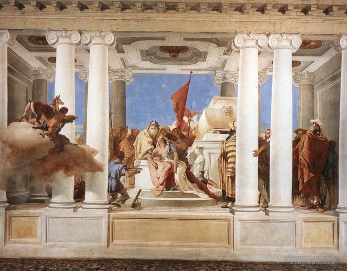 乔瓦尼·巴蒂斯塔·提也波洛 的各类绘画作品 -  《瓦尔玛拉纳别墅,伊菲革涅亚的牺牲》
