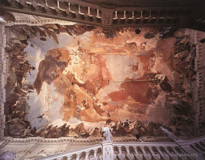 乔瓦尼·巴蒂斯塔·提也波洛 的各类绘画作品 -  《维尔茨堡阿波罗和大陆》