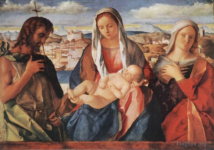 乔瓦尼·贝利尼 的油画作品 -  《麦当娜和孩子与圣约翰》
