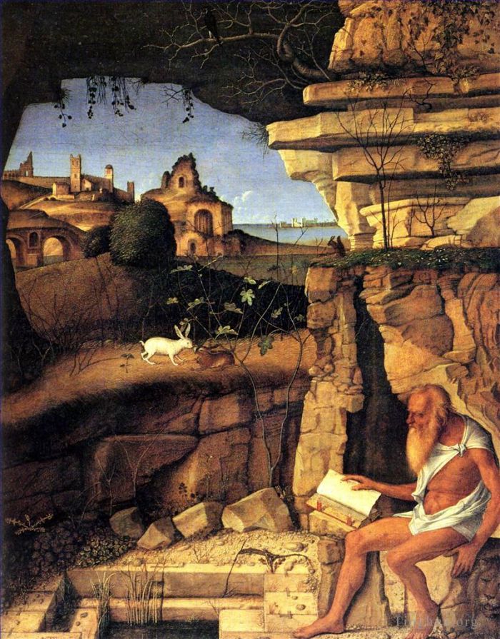 乔瓦尼·贝利尼 的油画作品 -  《圣杰罗姆阅读》