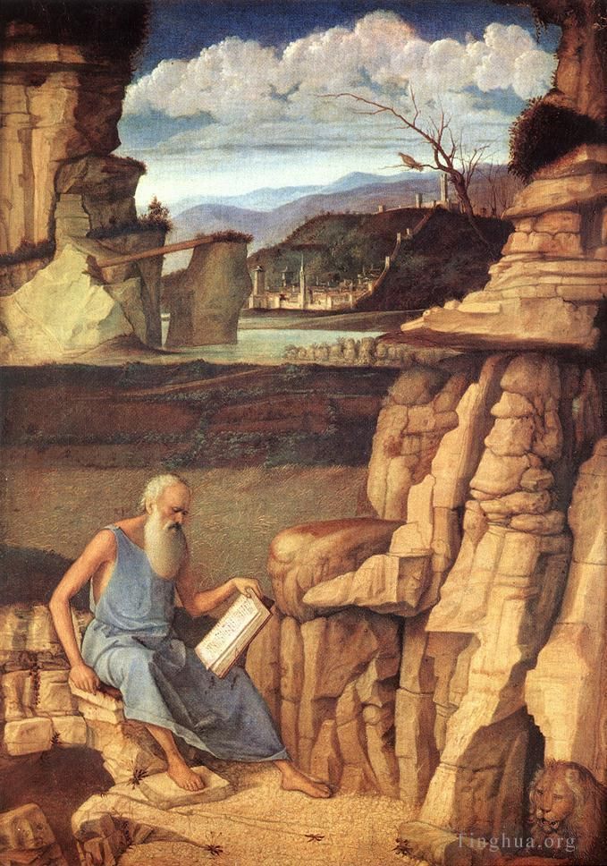 乔瓦尼·贝利尼 的油画作品 -  《圣杰罗姆读书》