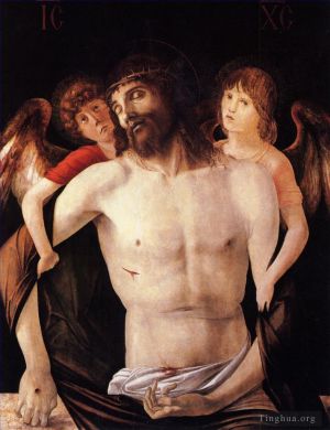 古董油画《The dead christ supported by two angels》