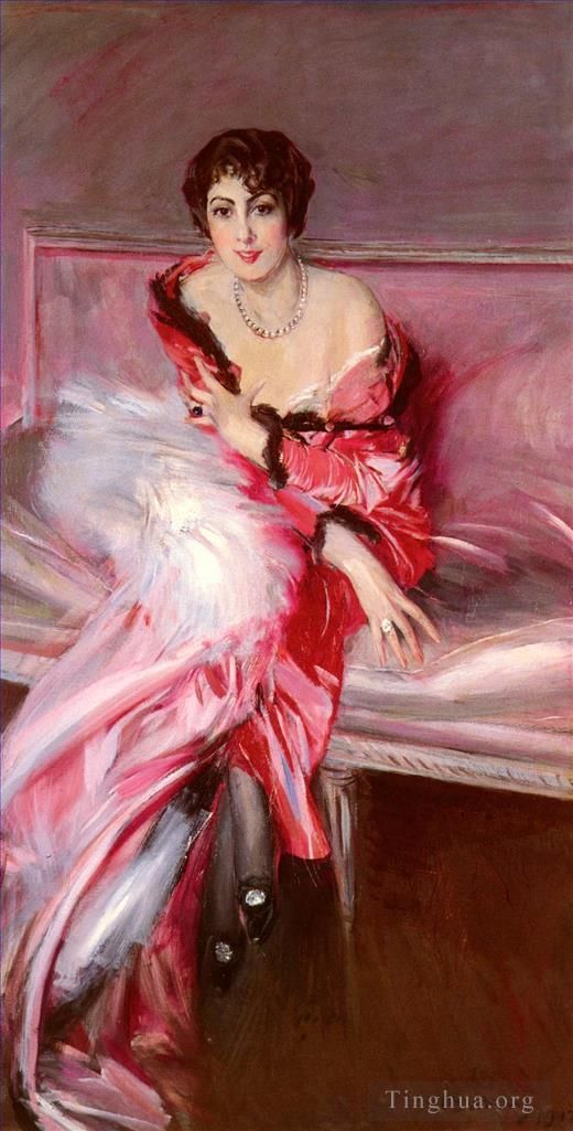 乔瓦尼·博尔迪尼 的油画作品 -  《茱莉亚夫人红衣肖像》