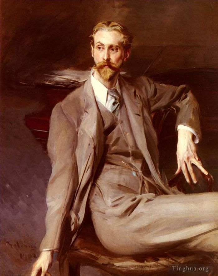 乔瓦尼·博尔迪尼 的油画作品 -  《艺术家劳伦斯·亚历山大·哈里森的肖像》
