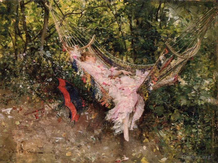 乔瓦尼·博尔迪尼 的油画作品 -  《吊床》