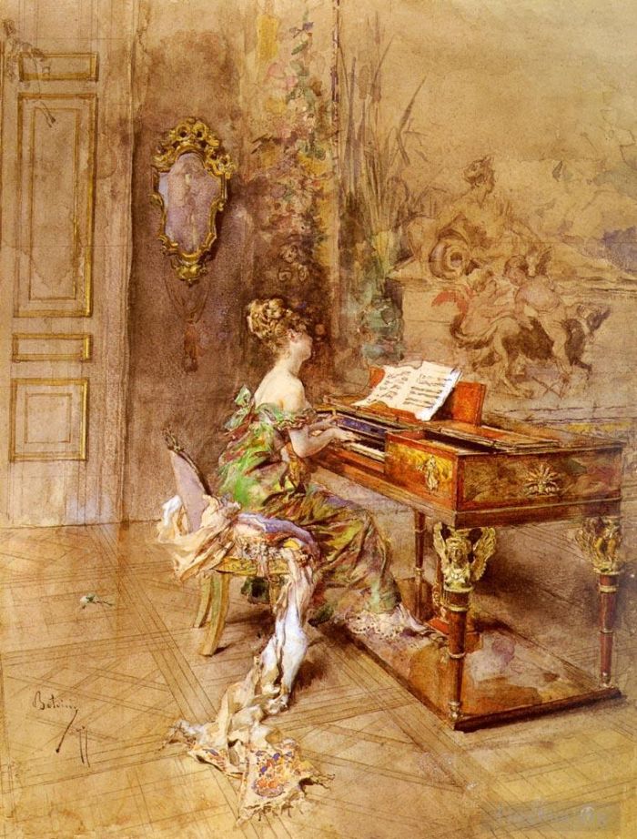 乔瓦尼·博尔迪尼 的各类绘画作品 -  《钢琴家》