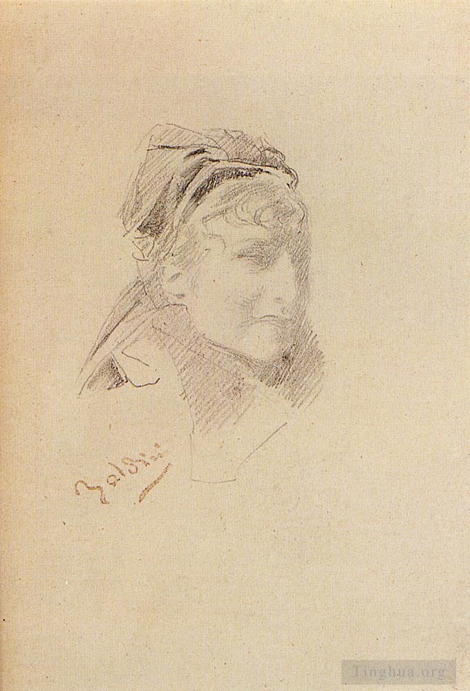 乔瓦尼·博尔迪尼 的各类绘画作品 -  《莎拉·伯恩哈特的肖像》