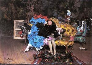 艺术家乔瓦尼·博尔迪尼作品《工作室里的模特和人体模型又名,Berthe》