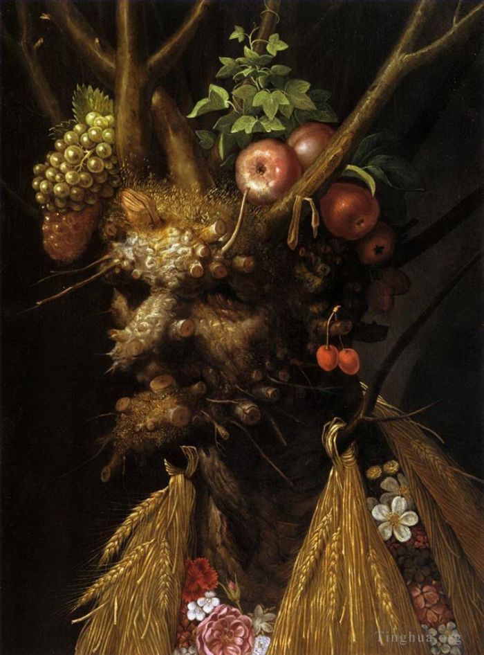 朱塞佩·阿尔钦博托 的油画作品 -  《四个季节合一》