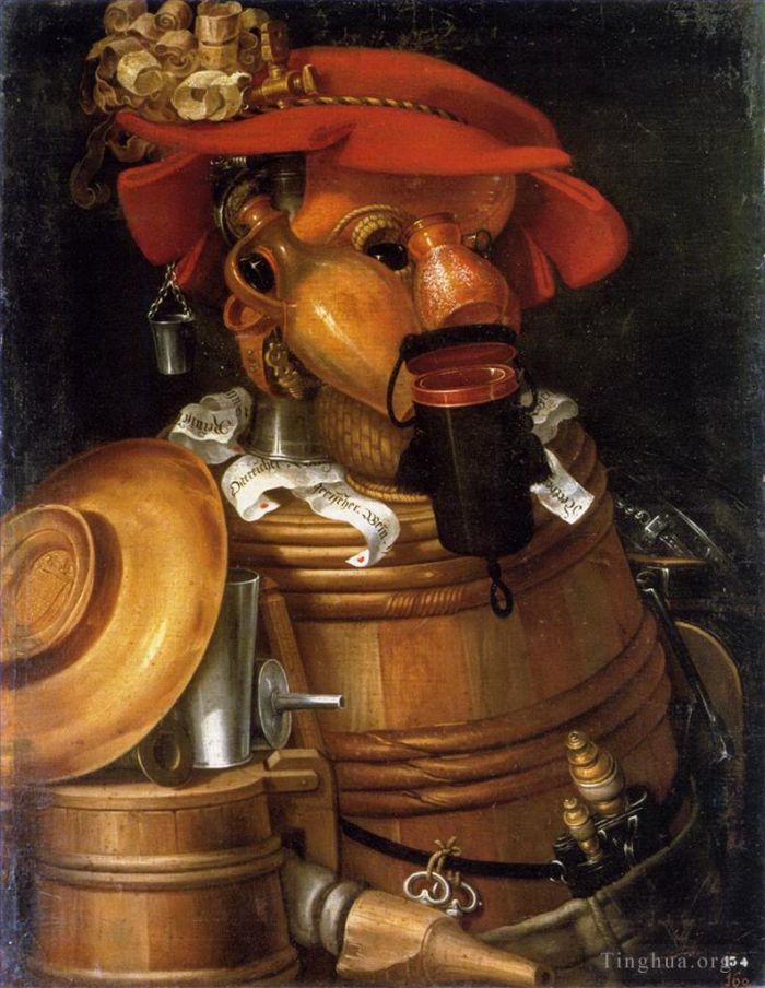 朱塞佩·阿尔钦博托 的油画作品 -  《服务员》