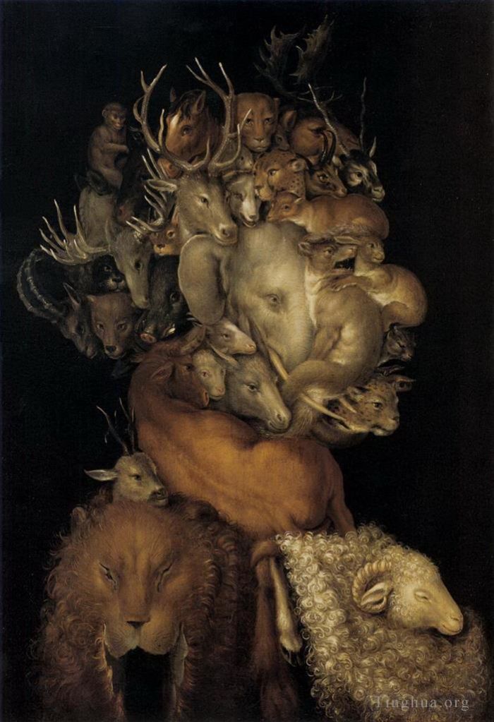 朱塞佩·阿尔钦博托 的油画作品 -  《动物的地球》