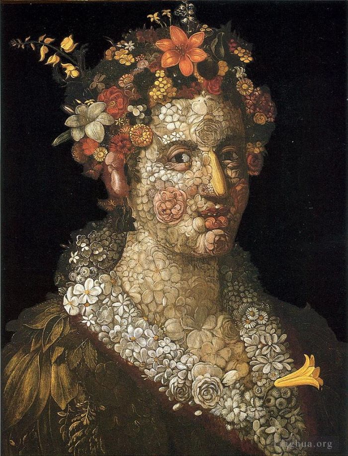 朱塞佩·阿尔钦博托 的油画作品 -  《花香女人》