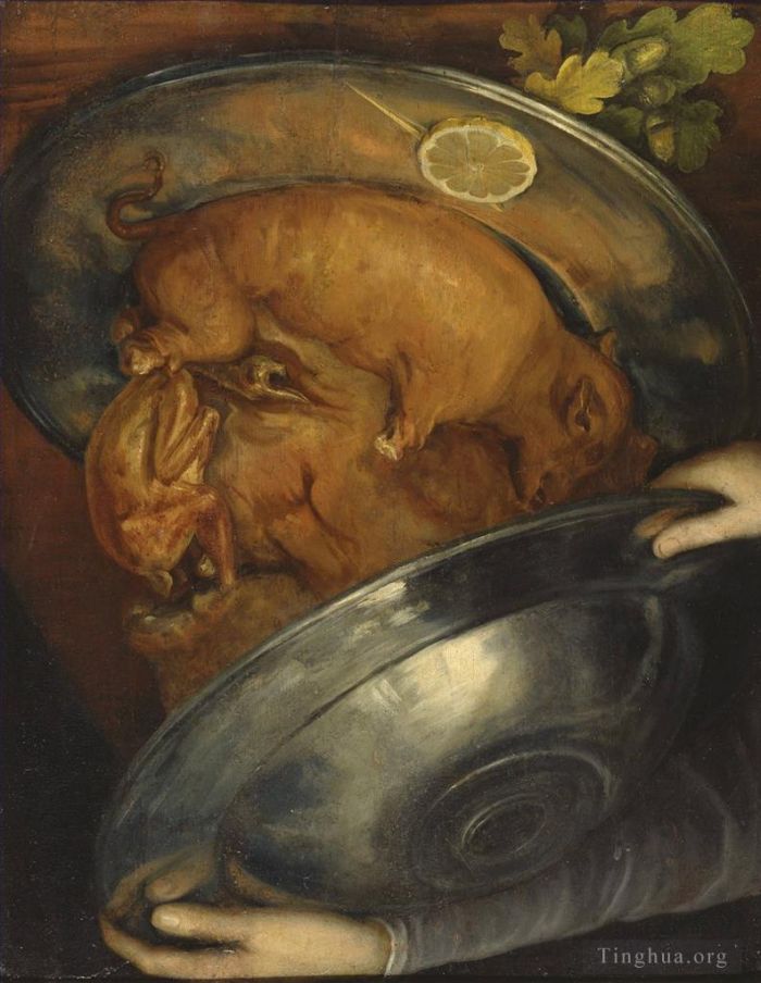 朱塞佩·阿尔钦博托 的油画作品 -  《属猪的男人》