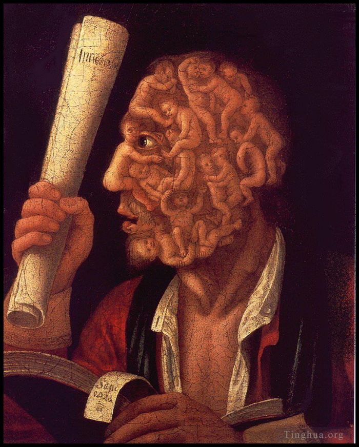 朱塞佩·阿尔钦博托 的油画作品 -  《亚当的肖像,1578》