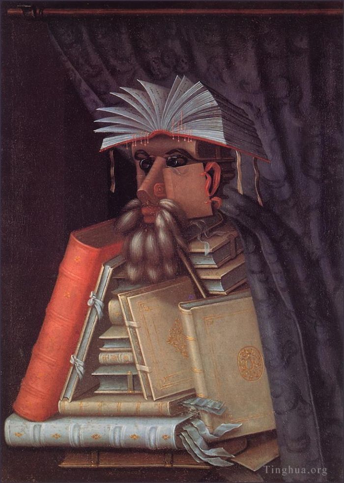 朱塞佩·阿尔钦博托 的油画作品 -  《图书管理员》