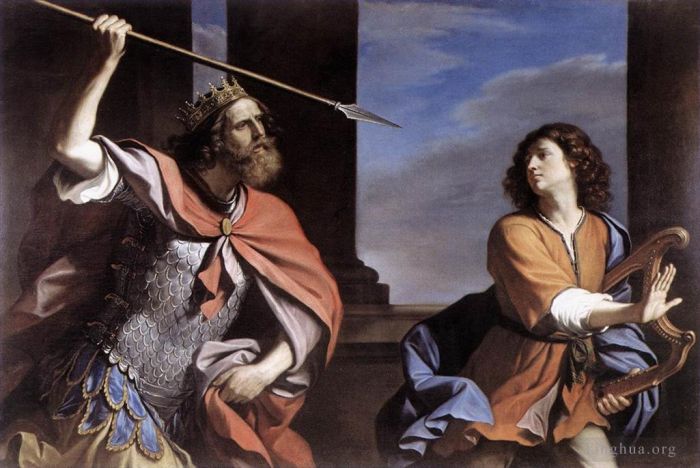 圭尔奇诺 的油画作品 -  《扫罗攻击大卫》