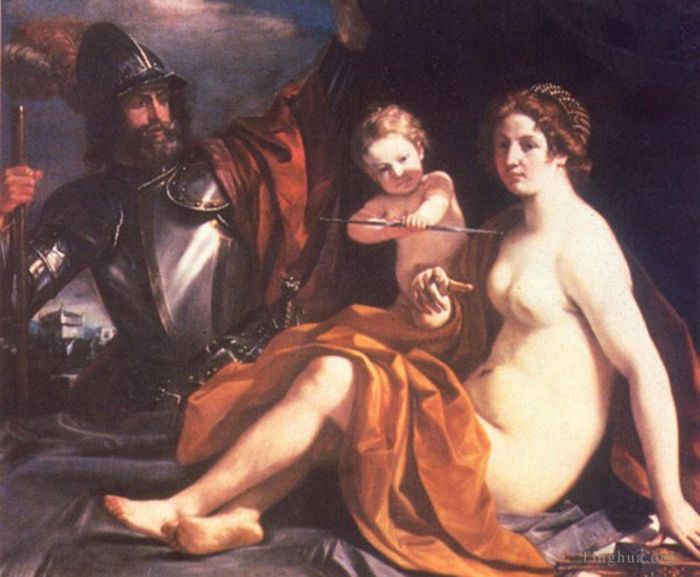圭尔奇诺 的油画作品 -  《金星,火星和丘比特》
