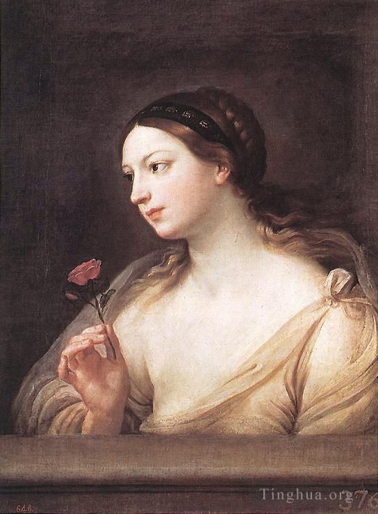 圭多·雷尼 的油画作品 -  《女孩与一朵玫瑰》