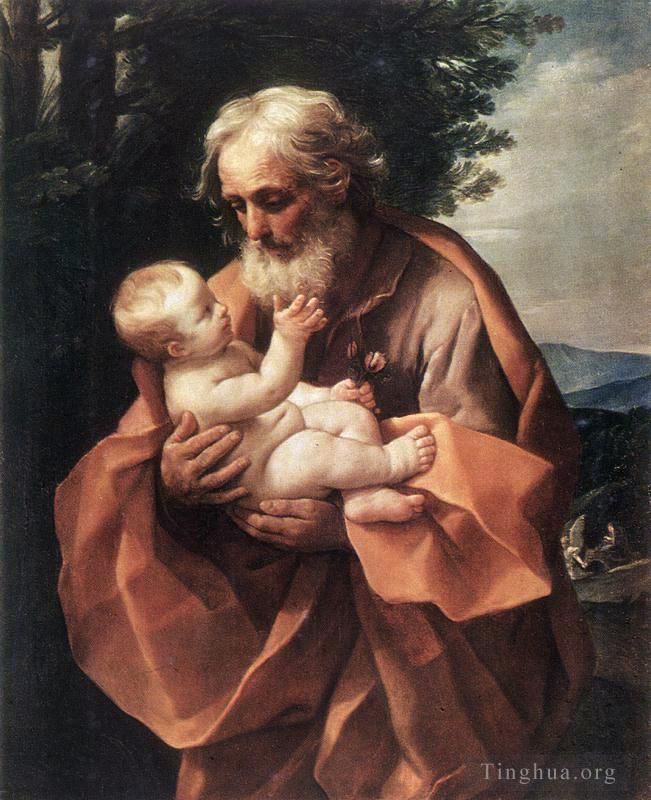 圭多·雷尼 的油画作品 -  《圣约瑟夫与婴儿耶稣》